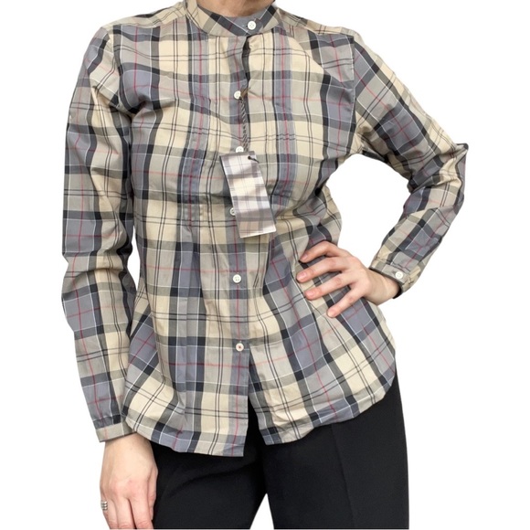 BARBOUR DRESS TARTAN Checked Fitted Long Sleeve Blouse Size 12 NEW WITH TAG - Picture 5 of 6